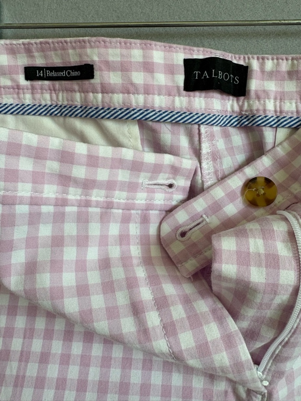 Talbots Relaxed Chinos - Perfect Check in Lilac size 14 - Picture 5 of 6